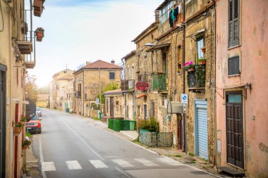 Peastum, İtalya - 3.02.2019: Street City Paestum, Cilento, İtalya konut ev