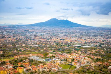 Volkan Vesuvio ve Pompei Panoraması akşam, İtalya