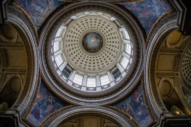 Paris, Fransa - 24.04.2019: Pantheon'un Içi, Paris Latin Mahallesi, Fransa