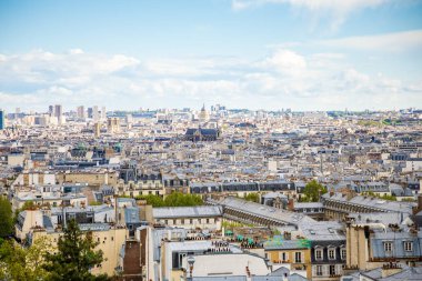 Paris, Fransa - 24.04.2019: Sacre Couer'dan Paris'in güzel havadan görünümü, Paris, Fransa