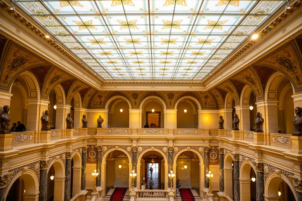 Prague, Czech Republic - 6.05.2019: Interier of National Museum in neo-renaissance style, recently renovated in 2018 in Prague — Stock Photo, Image