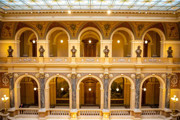 Prague, Czech Republic - 6.05.2019: Interier of National Museum in neo-renaissance style, recently renovated in 2018 in Prague — Stock Photo, Image