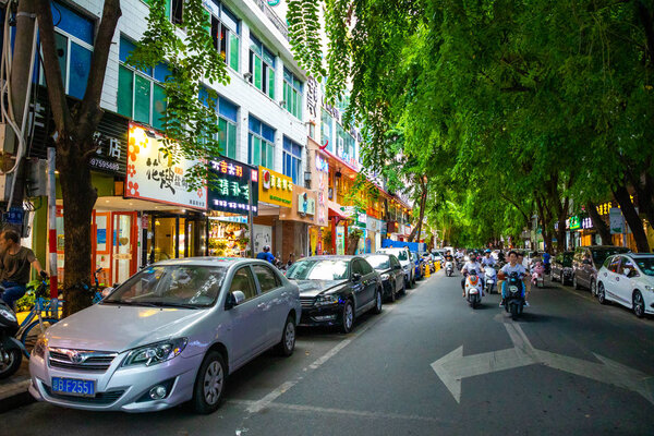 Sanya, Hainan, China - 26.06.2019: Street Life in Sanya City. Qun Zhong Jie, Tianya Qu, Sanya Shi, Hainan Sheng., China