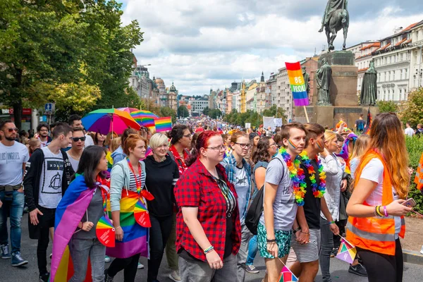 Praag Tsjechië 2019 Praag Trots Mensen Lgbt Gay Parade Augustus — Stockfoto