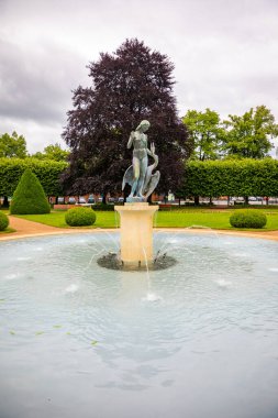 Podebrady, Çek Cumhuriyeti - 7.06.2020: Kuğu ve park gezintili Leda, Çek Cumhuriyeti 'nin Merkez Bohemya kentinde kaplıca kenti Podebrady