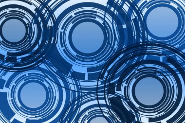 Soyut arkaplan, mavi arkaplan üzerinde dijital mavi daire çizgileri