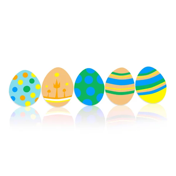 Rainbow Colorful Eggs Reflections White Background Happy Easter Day — Stock Photo, Image