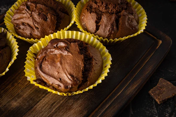 Yapımı Çikolatalı Kekler Yakın Plan Yapımı Browni Yüksek Kalite Fotoğraf — Stok fotoğraf