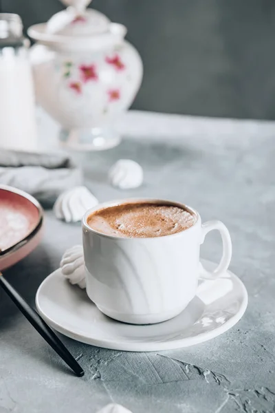 Чашка Гарячого Міцного Еспресо Сніданок Високоякісна Фотографія — стокове фото
