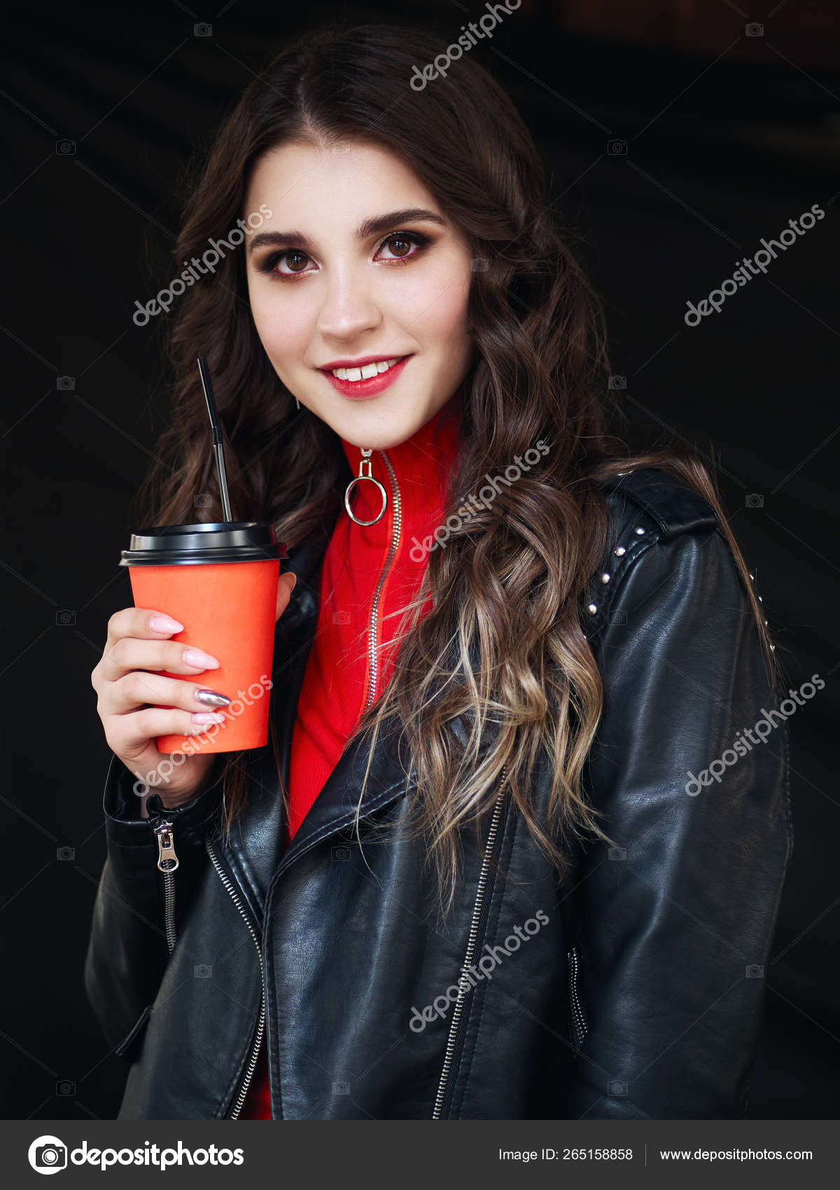 Young Adorable Brown Haired Teen Lady With Bright Trendy Makeup