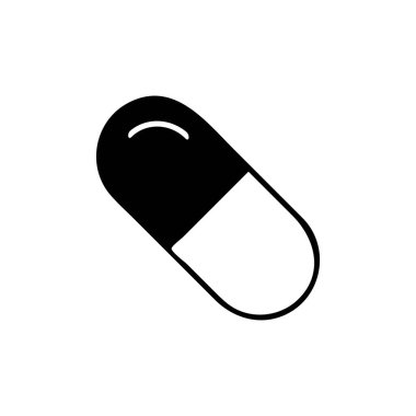 Kapsül simge şablonunun Çizim Vektörü grafiği. İlaç, eczane, ilaç, vitamin vs. için uygun.