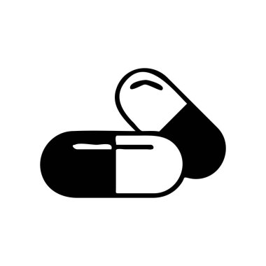 Kapsül simge şablonunun Çizim Vektörü grafiği. İlaç, eczane, ilaç, vitamin vs. için uygun.