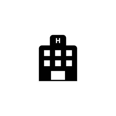 Hastane binası ikonunun görüntü vektörü grafiği. Sağlık hizmetleri, acil durum, inşaat kliniği vb..