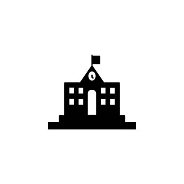 Okul binası ikonunun İllüstrasyon Vektörü grafiği. Eğitim, öğrenim vs. için uygun.