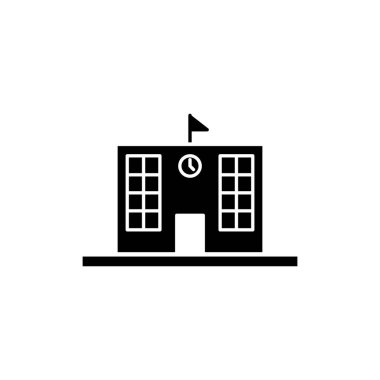 Okul binası ikonunun İllüstrasyon Vektörü grafiği. Eğitim, öğrenim vs. için uygun.