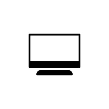 Monitör simgesinin resimleme vektörü grafiği. PC, bilgisayar, masaüstü, televizyon vs. için uygun.