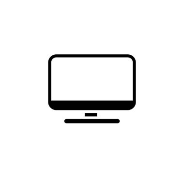 Monitör simgesinin resimleme vektörü grafiği. PC, bilgisayar, masaüstü, televizyon vs. için uygun.