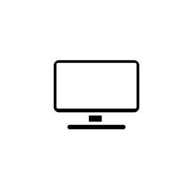 Monitör simgesinin resimleme vektörü grafiği. PC, bilgisayar, masaüstü, televizyon vs. için uygun.