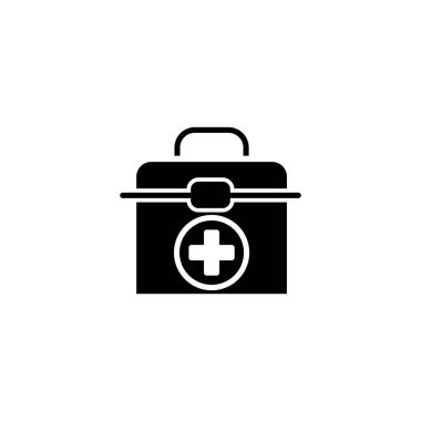 İlk yardım kutusu simgesinin İllüstrasyon Vektörü grafiği. Acil durum, ilk yardım çantası, sağlık hizmetleri vb..