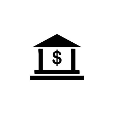 Banka binası ikonunun İmaj Vektörü grafiği. Yatırım, ödeme, finans, ticaret vs. için uygun.