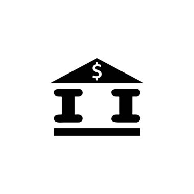 Banka binası ikonunun İmaj Vektörü grafiği. Yatırım, ödeme, finans, ticaret vs. için uygun.