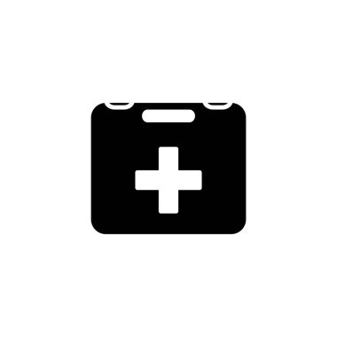 İlk yardım kutusu simgesinin İllüstrasyon Vektörü grafiği. Acil durum, ilk yardım çantası, sağlık hizmetleri vb..