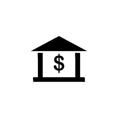 Banka binası ikonunun İmaj Vektörü grafiği. Yatırım, ödeme, finans, ticaret vs. için uygun.