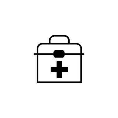 İlk yardım kutusu simgesinin İllüstrasyon Vektörü grafiği. Acil durum, ilk yardım çantası, sağlık hizmetleri vb..