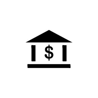 Banka binası ikonunun İmaj Vektörü grafiği. Yatırım, ödeme, finans, ticaret vs. için uygun.