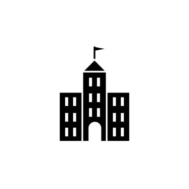 Okul binası ikonunun İllüstrasyon Vektörü grafiği. Ofis, işaret, yapı, element, üniversite, kütüphane, modern nesne, eğitim vb.