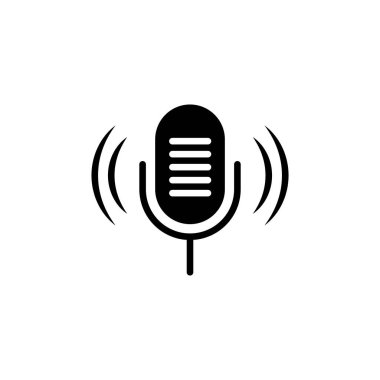Mikrofon simgesinin illüstrasyon vektörü grafiği. Podcast, ses, kayıt, karaoke, röportaj vs. için uygun.