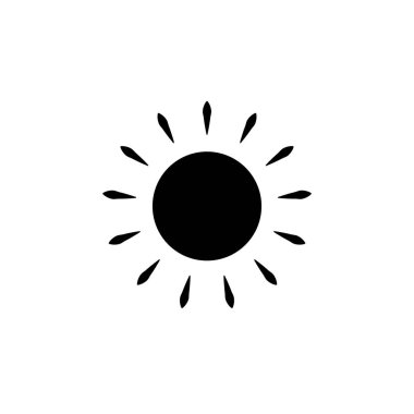 Güneş ikonunun görsel vektör grafiği. Enerji, hava, iklim vs. için uygun.