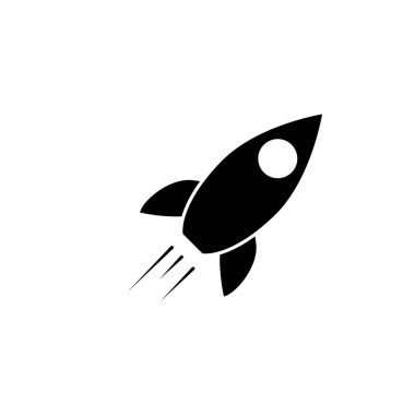 Roket ikonunun illüstrasyon vektörü grafiği. Uzay gemisi, gelecek, fantezi, uzay aracı vs. için uygun.