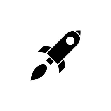 Roket ikonunun illüstrasyon vektörü grafiği. Uzay gemisi, gelecek, fantezi, uzay aracı vs. için uygun.