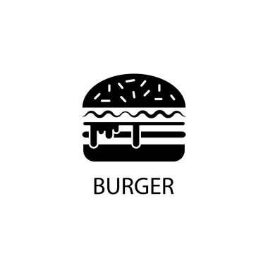 Hamburger ikonunun illüstrasyon vektörü grafiği. Amerikan yemeği, kalori, fast food vs. için uygun.