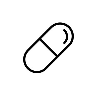 Kapsül simge şablonunun Çizim Vektörü grafiği. İlaç, eczane, ilaç, vitamin vs. için uygun.