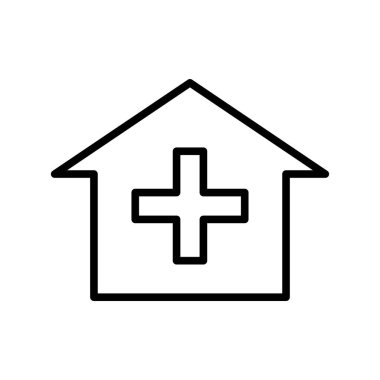 Hastane binası ikonunun görüntü vektörü grafiği. Sağlık hizmetleri, acil durum, inşaat kliniği vb..