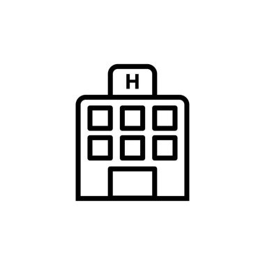 Hastane binası ikonunun görüntü vektörü grafiği. Sağlık hizmetleri, acil durum, inşaat kliniği vb..