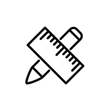 Cetvel simgesinin İllüstrasyon Vektörü grafiği. Ölçüm, uzunluk, matematik, boyut vs. için uygun.