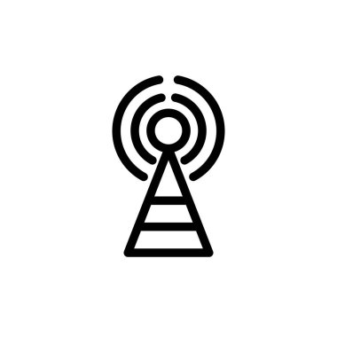 Kule ikonunun İmaj Vektörü grafiği. İletişim için uygun, kablosuz, sinyal, verici, ağ vs..