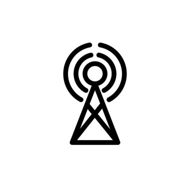 Kule ikonunun İmaj Vektörü grafiği. İletişim için uygun, kablosuz, sinyal, verici, ağ vs..