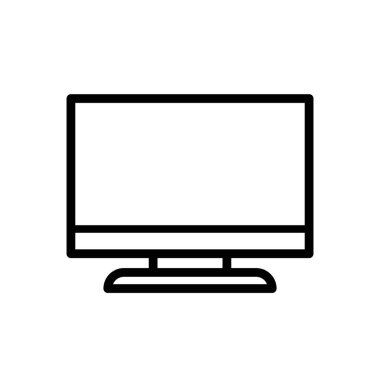 Monitör simgesinin resimleme vektörü grafiği. PC, bilgisayar, masaüstü, televizyon vs. için uygun.