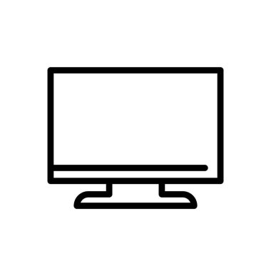 Monitör simgesinin resimleme vektörü grafiği. PC, bilgisayar, masaüstü, televizyon vs. için uygun.