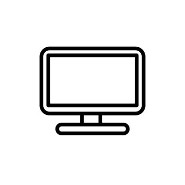 Monitör simgesinin resimleme vektörü grafiği. PC, bilgisayar, masaüstü, televizyon vs. için uygun.