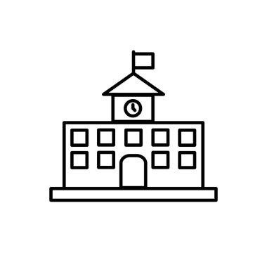 Okul binası ikonunun İllüstrasyon Vektörü grafiği. Eğitim, öğrenim vs. için uygun.
