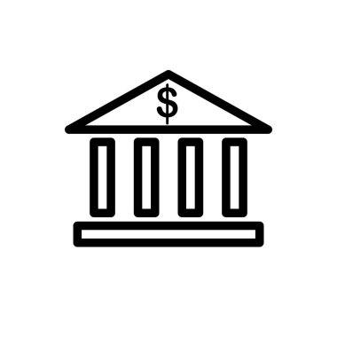 Banka binası ikonunun İmaj Vektörü grafiği. Yatırım, ödeme, finans, ticaret vs. için uygun.