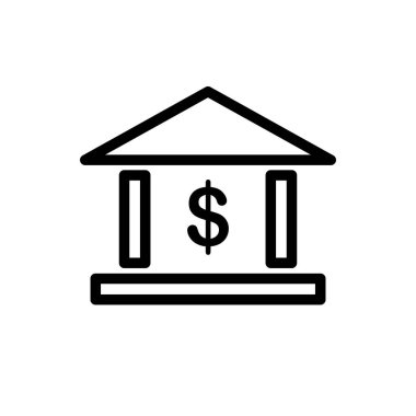 Banka binası ikonunun İmaj Vektörü grafiği. Yatırım, ödeme, finans, ticaret vs. için uygun.