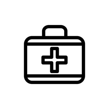 İlk yardım kutusu simgesinin İllüstrasyon Vektörü grafiği. Acil durum, ilk yardım çantası, sağlık hizmetleri vb..