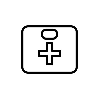 İlk yardım kutusu simgesinin İllüstrasyon Vektörü grafiği. Acil durum, ilk yardım çantası, sağlık hizmetleri vb..