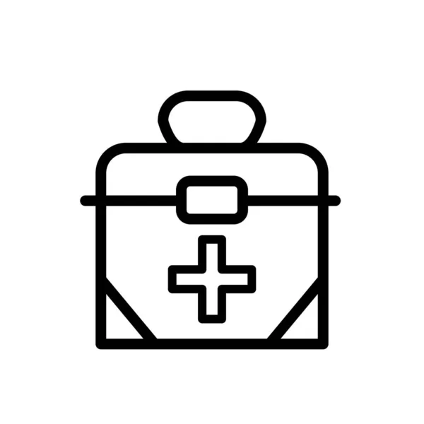 イラスト援助の最初のボックスアイコンのベクトルグラフィック 緊急用 医療用キット 医療用等に適合 — ストックベクタ